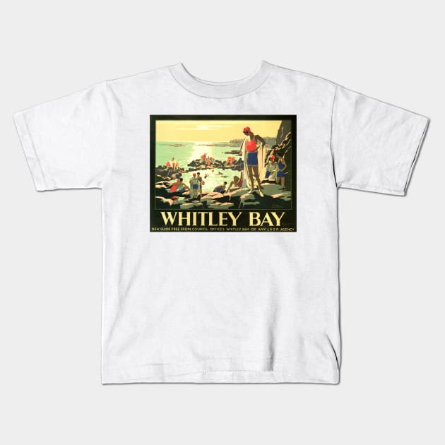 Visit WHITLEY BAY England via LNER Advertisement Vintage Railway Kids T-Shirt by vintageposters